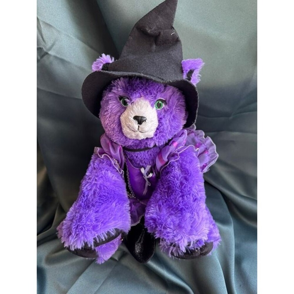 Build A Bear Purple Magic Kitty Cat Halloween Witch Costume Hat Plush 16"